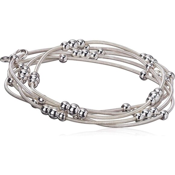 Women's Silver Tone 5 Row Stretch Bracelet Stylish Jewelry for Modern Women
